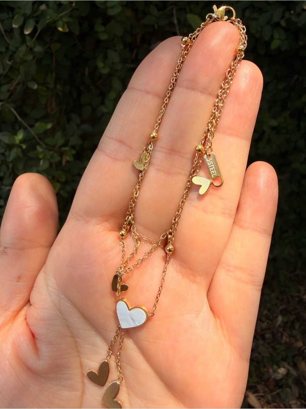 Gold Heart Anklet Unique Jewelry Waterproof - Picture 5 of 6